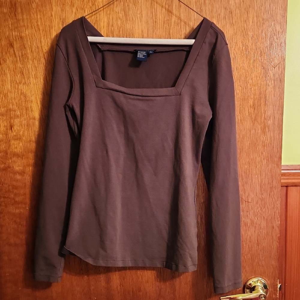 Boston Proper Chocolate Long Sleeve Top